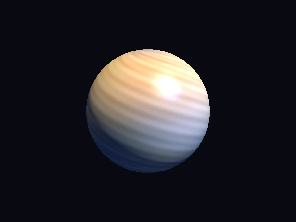 a textured sphere lit by directional and point lights in chimy2's hero orbit scene